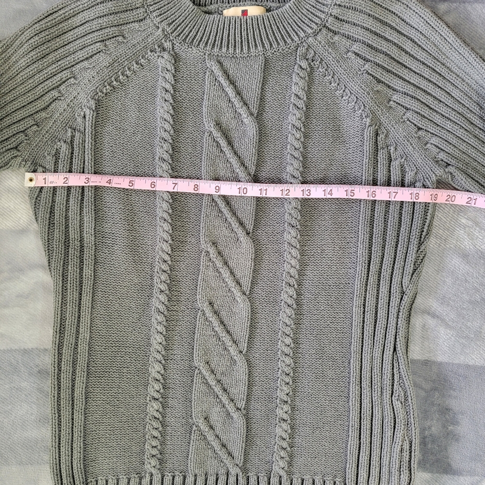 Woolrich 100% Cotton Women's Chunky Cable Knit Sweater Fall Winter Gray Size M - Picture 9 of 10